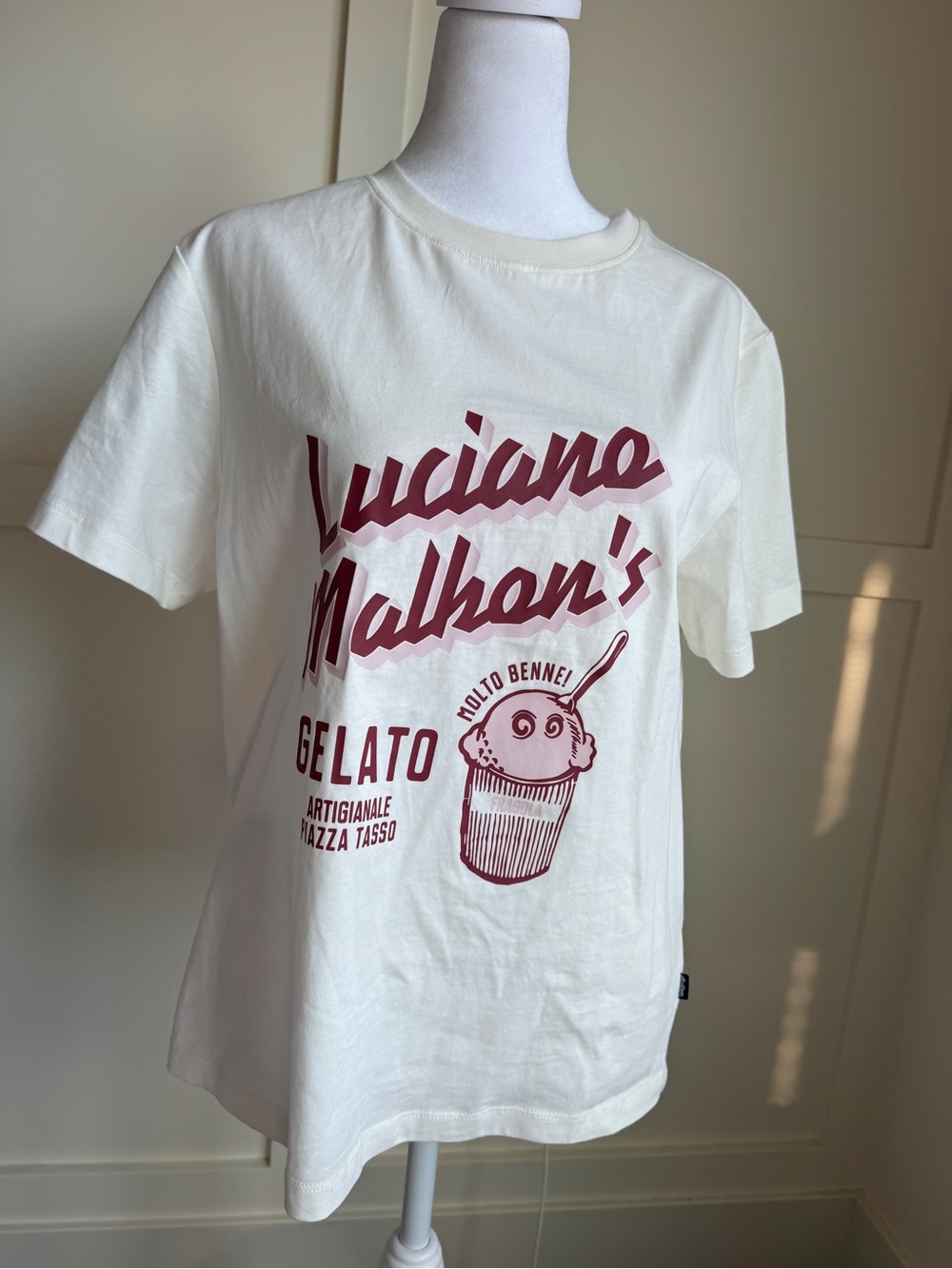 REVOLVE Cream Graphic Gelato T-Shirt with Maroon Print